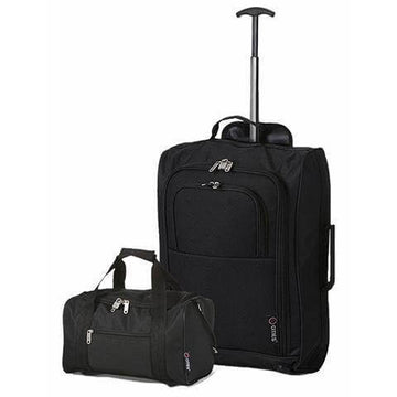 5 Cities (55x35x20cm) Lightweight Cabin Hand Luggage and (40x20x25cm) Holdall Flight Bag - Packed Direct UK